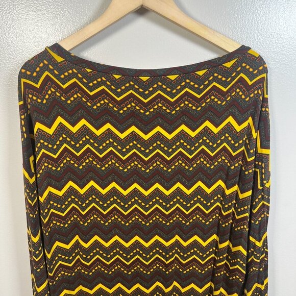 Missoni T-shirt Dress Size Large? Brown Yellow Chevron Stripes Art to Wear Artsy - Picture 7 of 7